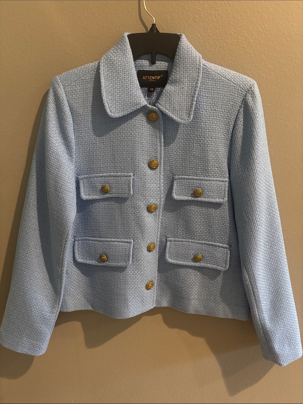 Attentif Sky Blue Tweed Pocket Jacket
